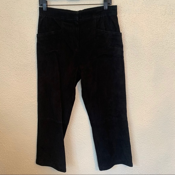 NWT ELIE TAHARI Robina Black Suede Leather Cropped Pants | $995 Retail | Size 10 - Picture 3 of 7